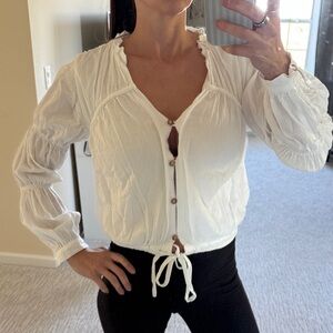 Love, whit White Button-Up peasant Blouse